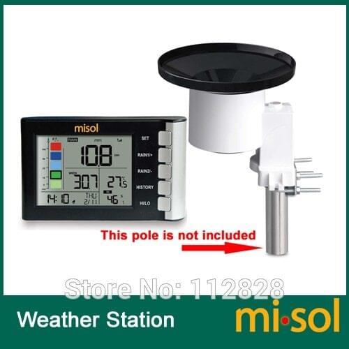 Misol Rain Gauge, LCD display, Temperature Humidity measurement