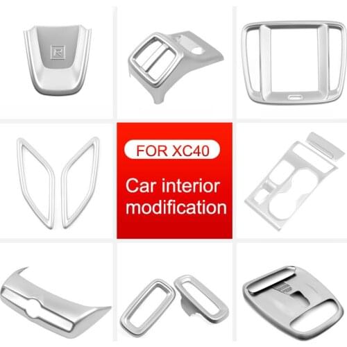 For volvo XC40 2019 2020 2021 Car Styling Interior Accessories Central Console Decoration Frame Cover Trim ABS Silver Sticker
