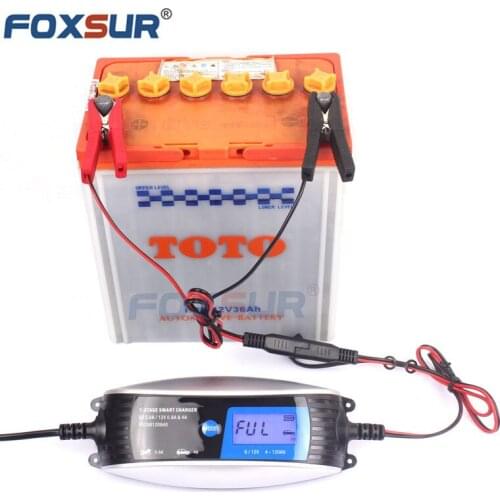 FOXSUR 6V 12V 0.8A 7-stage Motorcycle Car Battery Charger Winter mode & waterproof AGM GEL Battery Charger