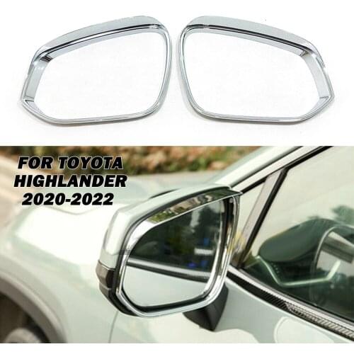 For Toyota Highlander 2020-2022 Chrome Rearview Mirror Rain Guard Cover Trims