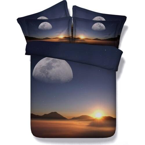 3D Moon and Stars Sunset Bedding set duvet cover bed sheets spread bedspread quilt doona Super King Queen size full twin 4pcs