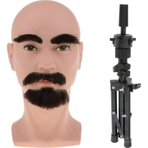 Cosmetology Male Mannequin Head For Wigs Making With Adjustable Tripod Stand