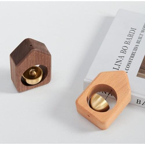 Creative Copper Bell Household Wind Bell Solid Wood Craft Pendant Room Decoration Reminder Bell Refrigerator Paste Copper Bell