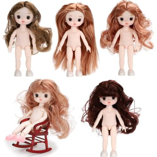 16cm BJD OB11 Doll 13 Movable Jointed Dolls Cute Multiple Color Hairstyles Doll for Girls Toys Female Nude Body Fashion Gift