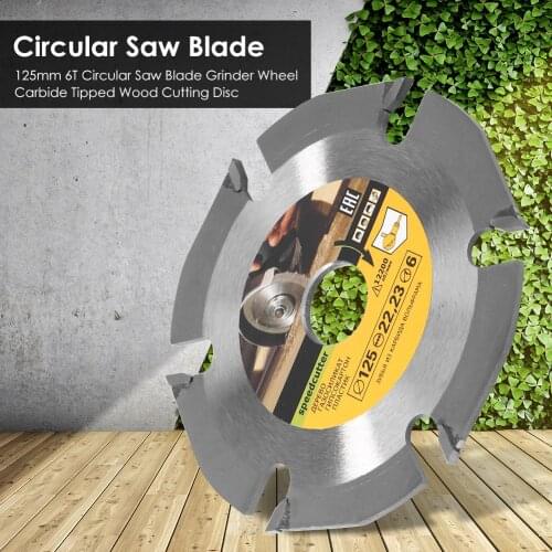 6 Teeth Saw Blade Carbide Tipped Wood Cutting Disc Circular Carving Disc Blades 125mm Woodworking Accessories for Angle Grinders