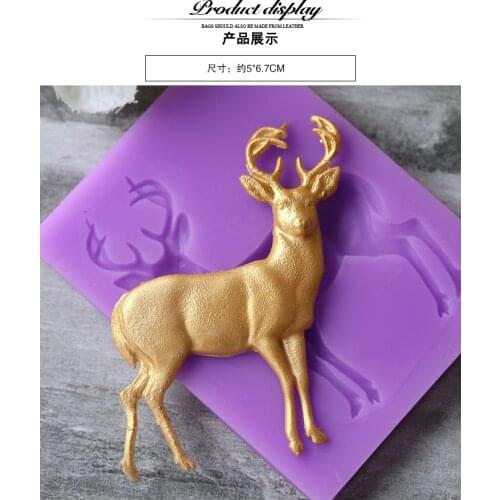 Luyou DIY Deer Silicone Molds Christmas Deer Fondant Cake Soap Mold Gumpaste Chocolate Kitchen Baking Tools FM1232