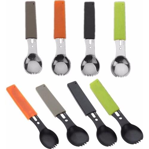 Multifunctional Camping Cookware Spoon Fork Bottle Opener Portable Tool Safety & Survival Durable Stainless Steel Survival Kit