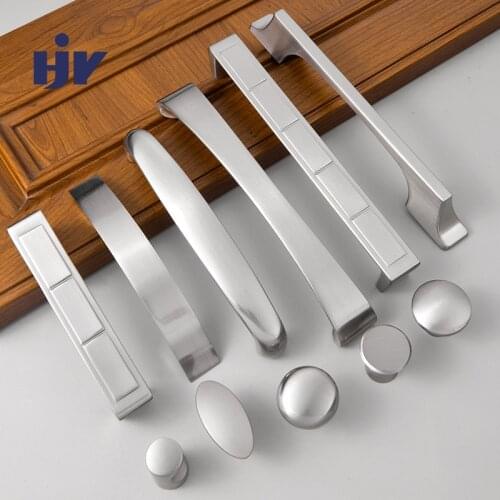 HJY Silver Knobs Fashion Cabinet Handles Kitchen Cupboard Pull Wardrobe Unique Simple Furniture Handles Hardware Zinc Alloy Z248