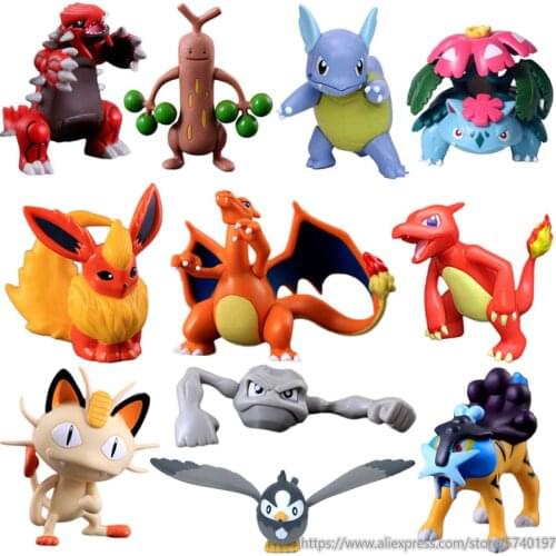 New Cartoon Charizard Groudon Eevees Meowth Geodude Raikou Action Figure Toys Anime pokemones Figure Dolls Collection Kids Gifts