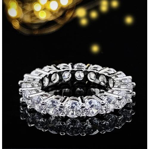 4mm Round Zircona 925 Sterling Silver Wedding Band Ring Eternity For Women Bride Engagement Christmas Luxury Gift Jewelry R5696