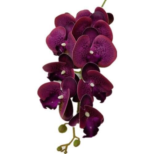 One Latex Butterfly Orchid Flowers 9 Heads Real Touch Good Quality Artificial Phalaenopsis Orchid 40" for Home Floral Decoration