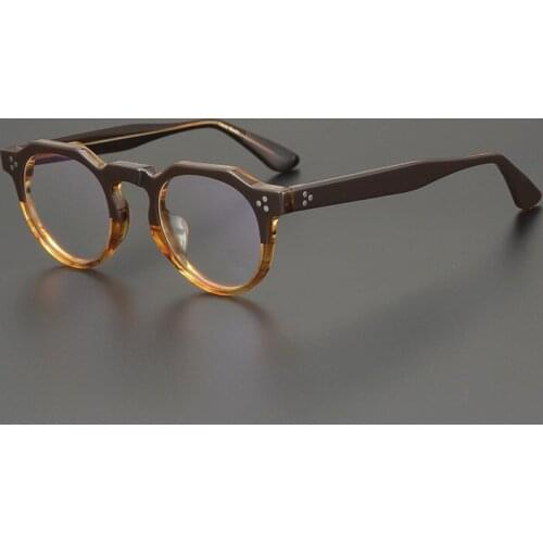 Acetate glasses frame men Vintage Designer round prescription eyeglasses Myopia Reading women computer optical eyewear
