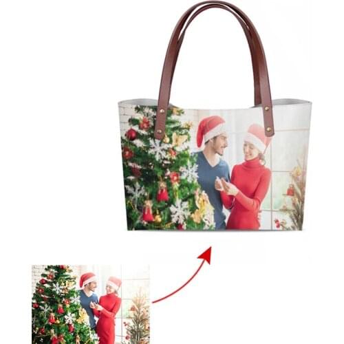 Custom Color Picture New Personalise PU leather Fashion Ladies Shoulder Open Large Capacity Zipper Mobile Handbag Christmas Gift