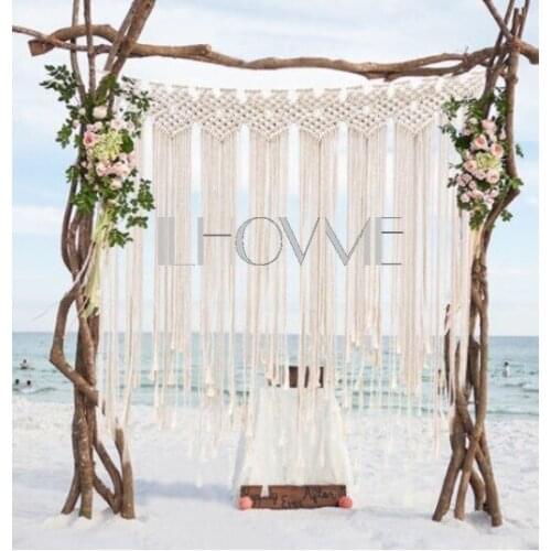 Hand-woven Macrame Tapestry Wedding Backdrop Boho Theme Wedding Decoration Bohemian Photo Backdrop Fringe Garland Banner