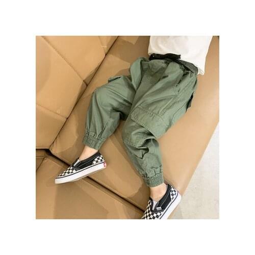 Baby Boys Cargo Pants 2020 Autumn New Kids Casual Sport Pants Baby Boys Amy Green Pants Toddler Trousers Baby Clothes 2-8 Years