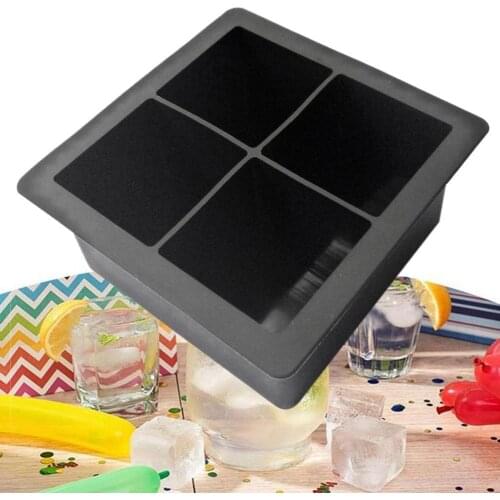Silicone Ice Cube Mold 4 Big Grids Drink Ice Maker Kitchen Pudding Shape Tool Candy Chocolate Trays Cake Square Form Molds P5A5