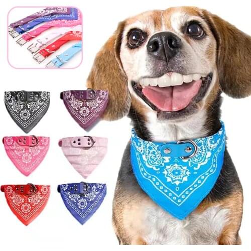 Cute Adjustable Small Dog Collars Puppy Pet Slobber Towel Outdoor Cat Collar Print Scarf Design Dog Collar Neckerchief Supplies