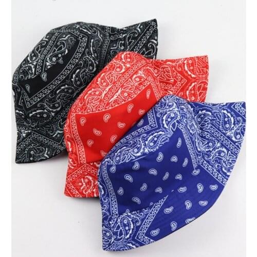 Fisherman Hat Cashew Printing Double Side Wear Cotton Keep Warm Foldable Bucket Hat for School