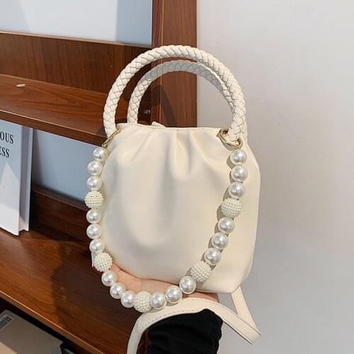 Fashion Pearl Crossbody Bag For Women 2021 Pu Leather Cute Mini Shoulder Bag Designer Female Purses and Handbags Travel Totes