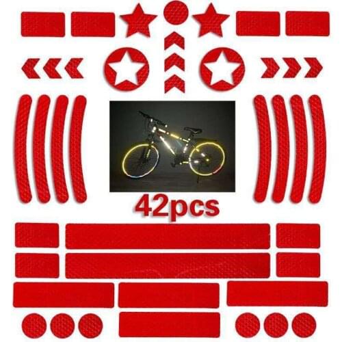 42Pcs/Set Bicycle Body Reflective Sticker Night Safety Logo Grid Stripe Warning Strip MTB Scooter Helmet Body Reflective Sticker