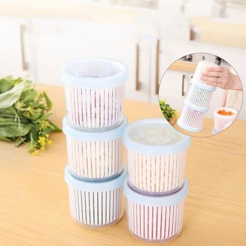 Fresh Keeping Box of Onion Ginger Garlic Kitchen Vegetable Plastic Storage Box Refrigerator Sealed Storage Scallion Drain Box