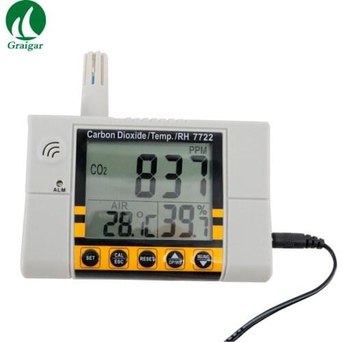 Taiwan Original AZ7722 Wall-mounted Carbon Dioxide CO2 Gas Detector Temperature Humidity RH Meter with Alarm AZ-7722 AZ 7722
