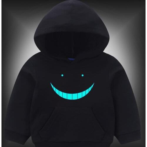 Assassination Classroom Fluorescent Luminous Children Solid Color Hoodie Autumn Boy Girls Pullover Sweatshirts Baby Hoodies