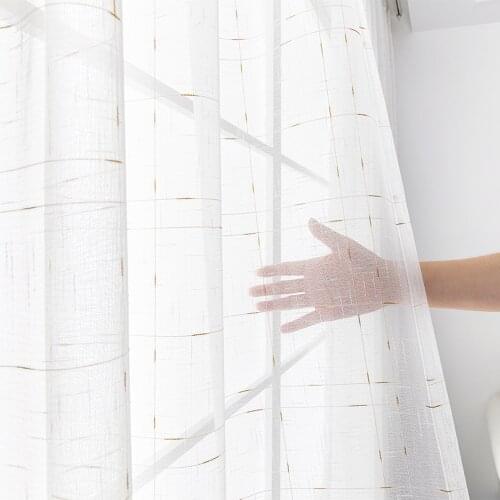CDIY Tulle Curtains For Living Room Bedroom Kitchen Modern Sheer Curtains for Window Screening Linen Voile Curtains Drapes Door