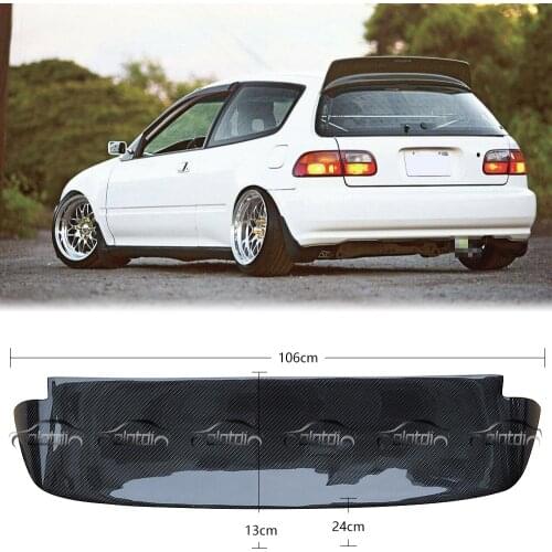 Carbon Fiber Rear Trunk Roof Spoiler Wing Boot Lip With LED Light for Honda CIVIC K6 1992-1995 3 Door Spoon Type