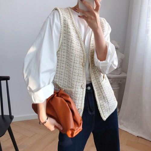 Women Waistcoat New Korean Style Woolen Waistcoat Sweater Vests Cropped Sweater Vest Black Vest Womens Waistcoat Woman Jacket