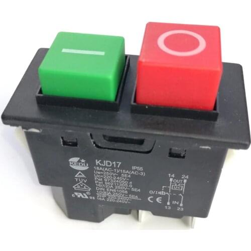 1Pcs 4pin IP55 220-240V 16A Electromagnetic Push button Safety Switch for Garden Machine Electronic Power Tool Equipment KJD17