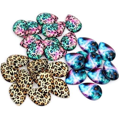 10x14mm 13x18mm 18x25mm Drop Leopard print New Fashion Handmade Photo Glass Cabochons Pattern Domed Jewelry Accessories supplies