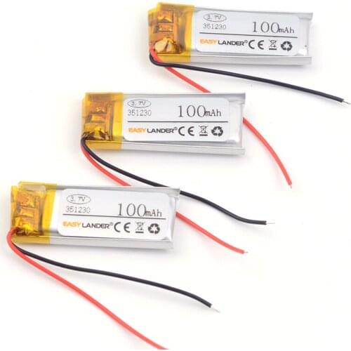 3pcs/Lot 3.7V 160mAh 351230 Lithium Polymer Li-Po li ion Battery For Remote controller Flash lighting DIY PAD toys Led flashing