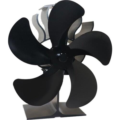 5 Blade Black Fireplace Heat Powered Stove Fan Log Wood Burner Eco Friendly Quiet Fan Home Efficient Heat Distribution