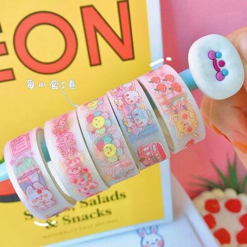 5pcs/set Cartoon Lovely Washi Tape Set Cute Boxed Decorate Masking Tape DIY Scrapbooing Stationery Kawaii Gift School Supplies