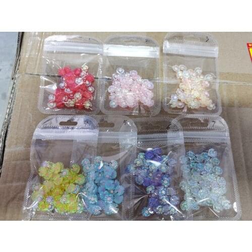 50pcs/Bag Nail Aurora Daisy Flower Plastic Decoration Nail Jelly Round Crystal Color Nail Art Cute 3D Manicure Resin Accessory12