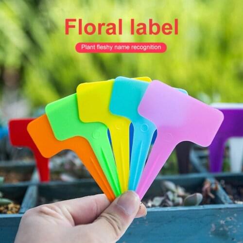 50 Pcs Garden Ornaments 6 Colors T Type Mark Plant Flower Tag Nursery Flower Tag Gardening Label Reusable Plastic Plant Labels