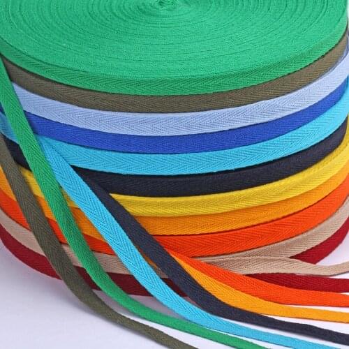 50 Yards/Roll 10mm Cotton Herringbone Twill Ribbon Bias Binding Tape For Bag Clothing Strap Handmade Garment Sewing 37 Colors