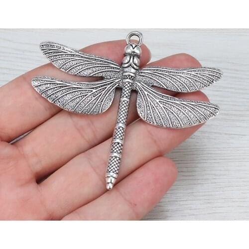 6pcs Large Dragonfly Charms Tibetan Silver Color Pendant Aesthetics Accessories DIY Handmade Necklace Jewelry Making Supplies
