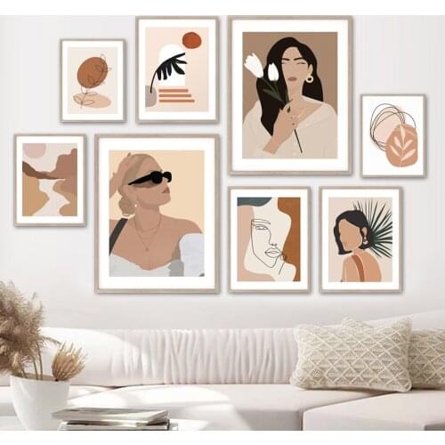 Abstract Fashion Woman Boho Minimalist Wall Art Canvas Painting Nordic Posters And Prints Wall Pictures For Living Room Decor