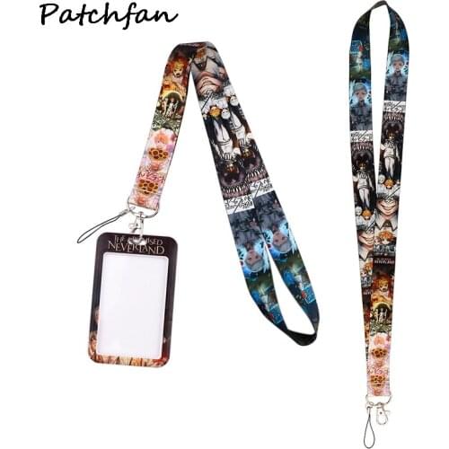 AD629 Patchfan Anime Business Badge Card Holder with Necklace Lanyard Keychain keys Badge ID Mobile Phone Rope Gifts