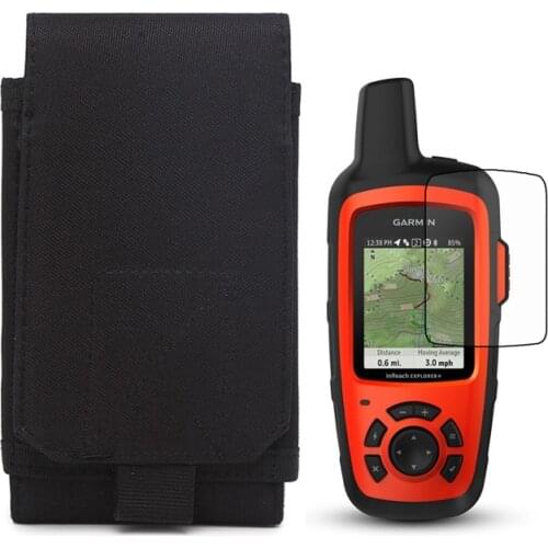 Army Camo Portable Bag Belt Pouch Case + Screen Protector for Hiking GPS Garmin inReach SE+ Plus / Explorer+Plus Accessories