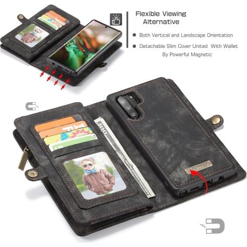 CaseMe For Galaxy S8 S9 S10E S10 Plus S10 5G Retro Genuine Leather Magnetic Removeable Wallet Case For Samsung A80 S7 edge