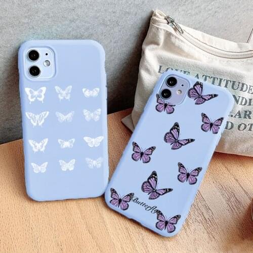 Cute Butterfly Funda For iPhone 11 12mini 12 11pro Pro Max 7 8 6 6S Plus 5 5s SE 2020 XR X Xs Max Soft Silicone Phone Case Cover