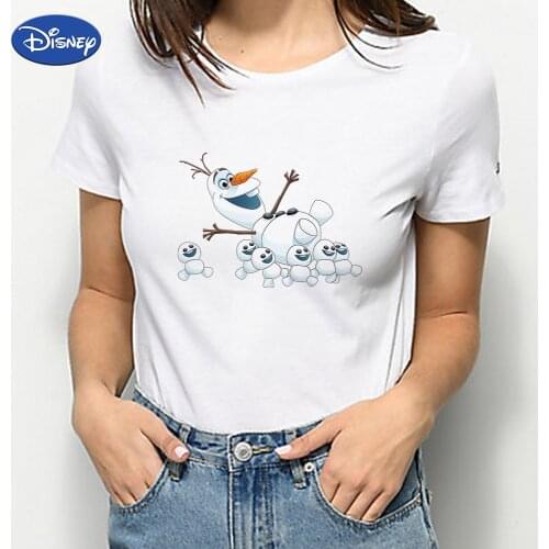 Disney Frozen Olaf Fashion T Shirt Women Summer Tops Plus Size Harajuku Novelty 2021 Graphic Tees Crewneck Instagram Clothes