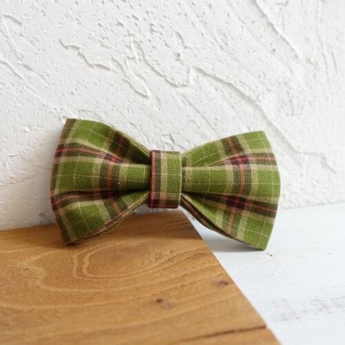 Green Plaid Dog Bowtie Pets Collar Accessory Puppy Cat Pet Supplies Grooming Tools Dogs Dismountable Ornamental Bow Ties