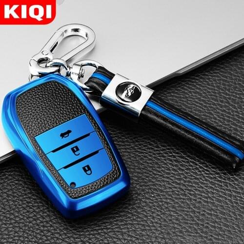 KIQI Car Key Case Cover Key Fob Chain for Toyota C-HR Rav4 Auris Avensis Prius Aygo Corolla Camry Land Cruiser 200 Prado Crown