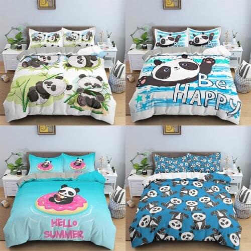 Cartoon Panda Pattern Bedding Sets Animal Duvet Cover Bed Linen Bedclothes Twin/Queen/King Size Bed Room For Kids Bedding