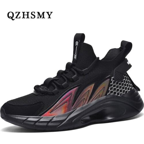QZHSMY High Quality Breathable Large Size Light Mens Shoes Sneakers Summer Comfortable Black Sneakers Man Zapatillas Hombre