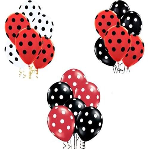 50pcs /lots Ladybug Black Red Spot Polka dot latex balloons globos party Birthday presents balloons wedding Decorations